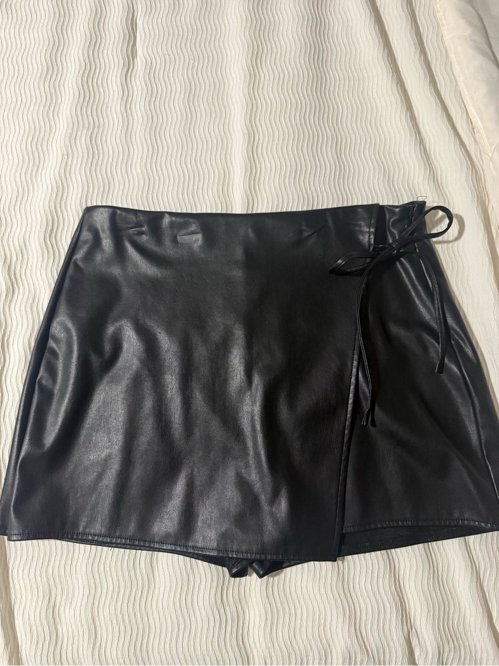 Simply Blessed Black Faux Leather Mini Skort